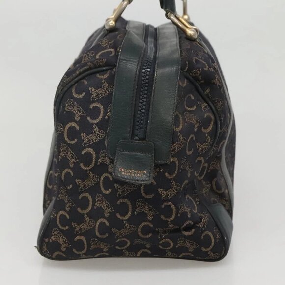 CELINE C Sulky Hand Bag Canvas Navy Gold Auth - Picture 4 of 14